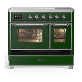 ILVE UMDIB40NR3EGC Majestic III 40 inch Induction Range with 6 Elements, 3.82 cu. ft. Total Oven Capacity (Triple Glass Door, Emerald Green, Chrome)