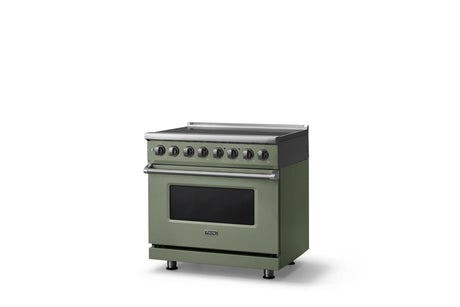 36"W. Induction Range (Finish: Eucalyptus, Trim: Polished Chrome)