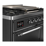 ILVE UMD40FQNR3MGCLP Majestic III 40 inch Dual Fuel Range with 6 Burners and Griddle, Dual Function Burner up to 25,000 BTU (Liquid Propane, Solid Door, Graphite Matte, Chrome)