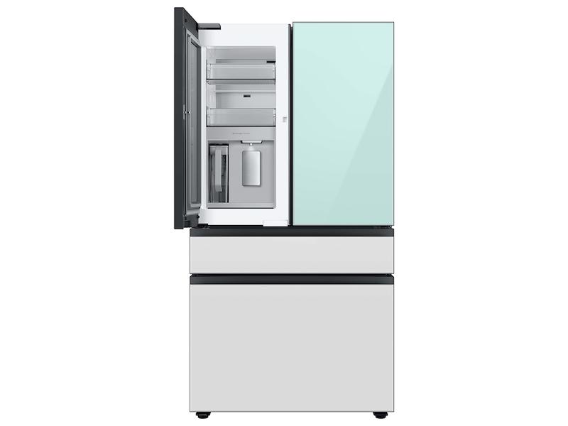Bespoke 4-Door French Door Refrigerator (29 cu. ft.) with Beverage Center™ in Morning Blue Glass Top Panels and White Glass Middle and Bottom Panels
