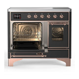 ILVE UMDIB40NR3MGP Majestic III 40 inch Induction Range with 6 Elements, 3.82 cu. ft. Total Oven Capacity (Triple Glass Door, Graphite Matte, Copper)