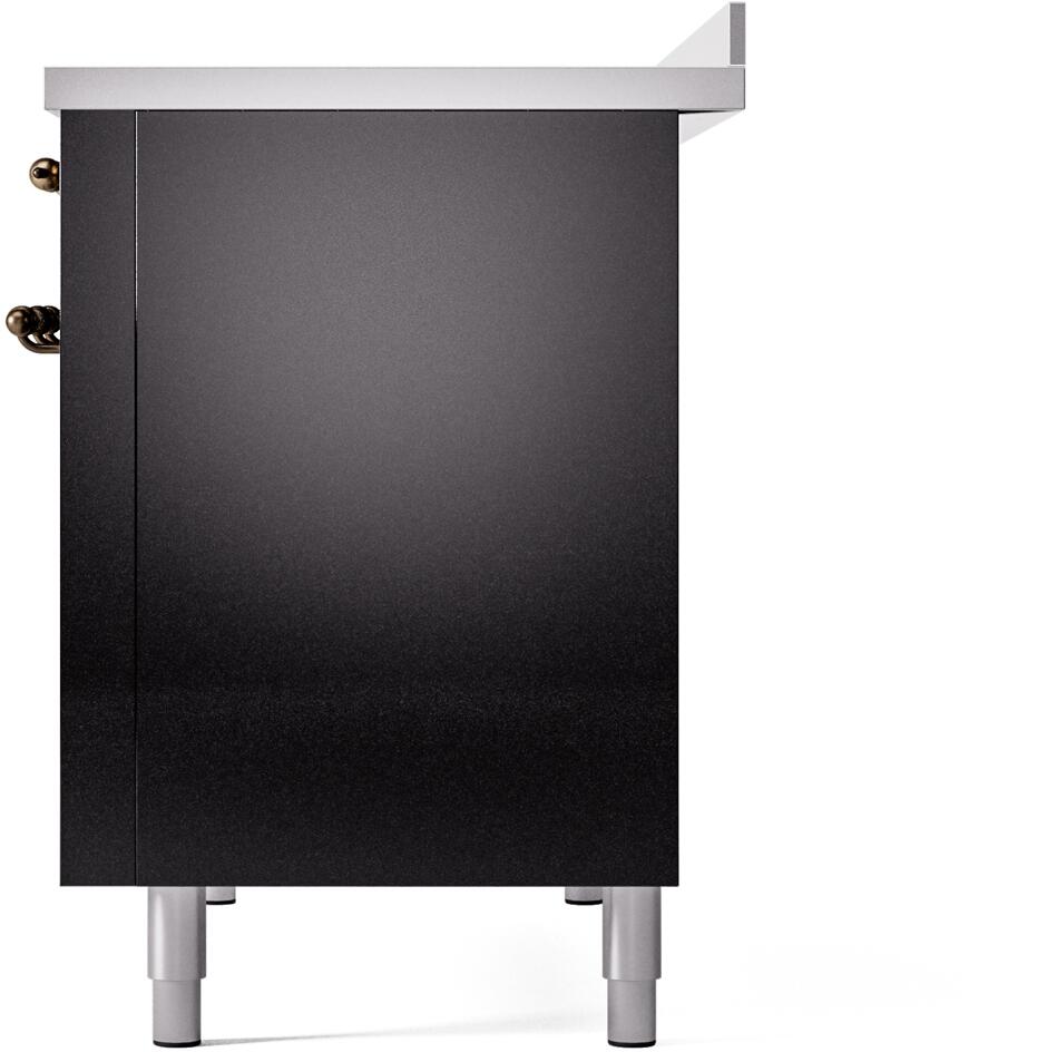 Nostalgie II 48 Inch Electric Freestanding Range in Glossy Black with Bronze Trim