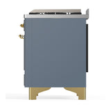 ILVE UM60FSQNR3BGG Majestic III 60 inch Dual Fuel Range with 7 Burners, Griddle and French Top, Dual Function Burner with up to 25,000 BTU (Natural Gas, Solid Door, Blue Grey, Brass)