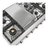 ILVE UHCP48FNSSP Nostalgie II 48 inch Built-In Gas Rangetop with Griddle, in Stainless Steel (Natural Gas, Copper)