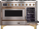 Majestic II 48 Inch Dual Fuel Liquid Propane Freestanding Range in Stainless Steel with Brass Trim
