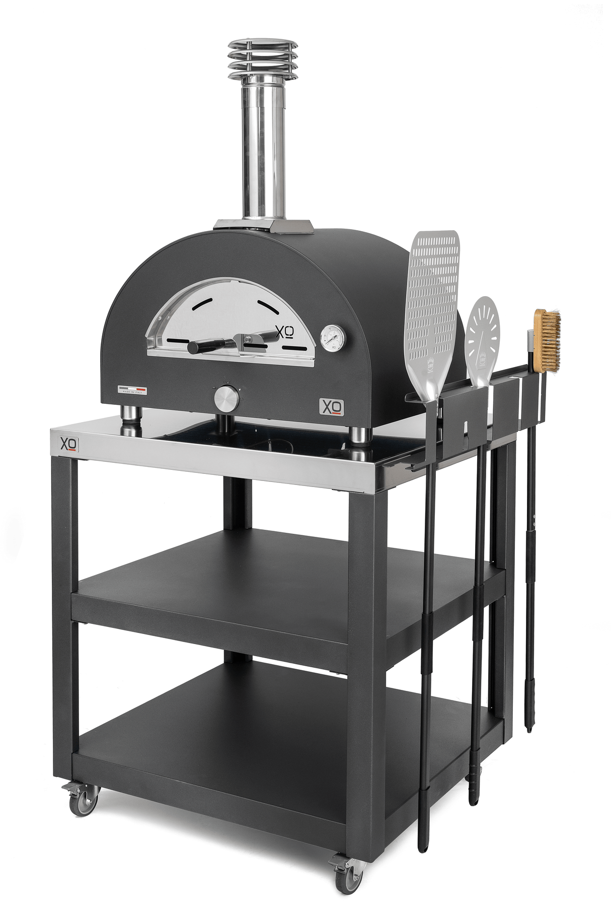 Countertop Hybrid Gas & Wood Oven in Black
