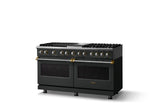 60"W.Dual Fuel Range (Finish: Antique Bronze, Trim: Polished Chrome, Fuel: Propane)