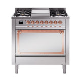 ILVE UN36FQNMPSSPLP Nostalgie II Noblesse 36 inch Dual Fuel Range (Liquid Propane, Solid Door, Stainless Steel, Copper)