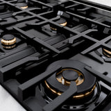 ZLINE Autograph Edition 48 in. 6.7 cu. ft. Classic Double Oven Dual Fuel Range with 8 Burner Gas Cooktop in DuraSnow' Stainless Steel with Black Matte Doors and Champagne Bronze Accents (CDRSZ-BLM-48-CB)