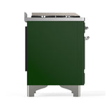ILVE UMD40FNR3EGCLP Majestic III 40 inch Dual Fuel Range with 6 Burners and Griddle, Dual Function Burner up to 25,000 BTU (Liquid Propane, Triple Glass Door, Emerald Green, Chrome)