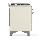 ILVE UM48FSQNR3AWC Majestic III 48 inch Dual Fuel Range with 5 Black Brass Burners, Griddle and French Top, Dual Function Burner up to 25,000 BTU (Natural Gas, Solid Door, Antique White, Chrome)
