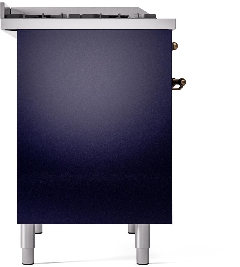 Nostalgie II 40 Inch Dual Fuel Natural Gas Freestanding Range in Blue with Bronze Trim