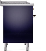Nostalgie II 40 Inch Dual Fuel Natural Gas Freestanding Range in Blue with Bronze Trim