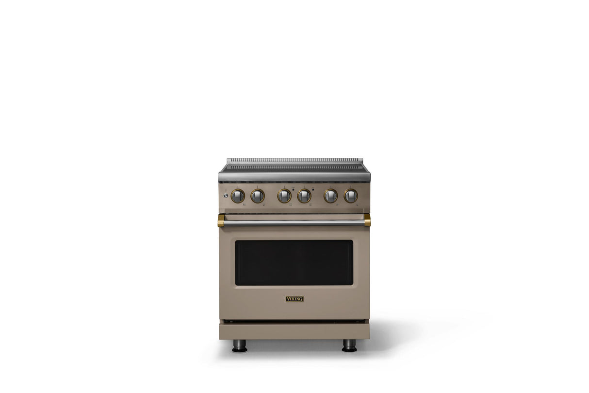 30"W. Induction Range (Finish: Nantucket, Trim: Brushed Brass)