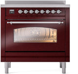 Nostalgie II 36 Inch Electric Freestanding Range in Burgundy with Chrome Trim