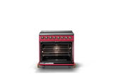 36"W. Induction Range (Finish: Valentine, Trim: Brushed Brass)