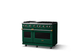 48"W. Sealed Burner Gas Range (Burner: 6g, Finish: Ivy, Trim: Brushed Brass, Fuel: Propane)