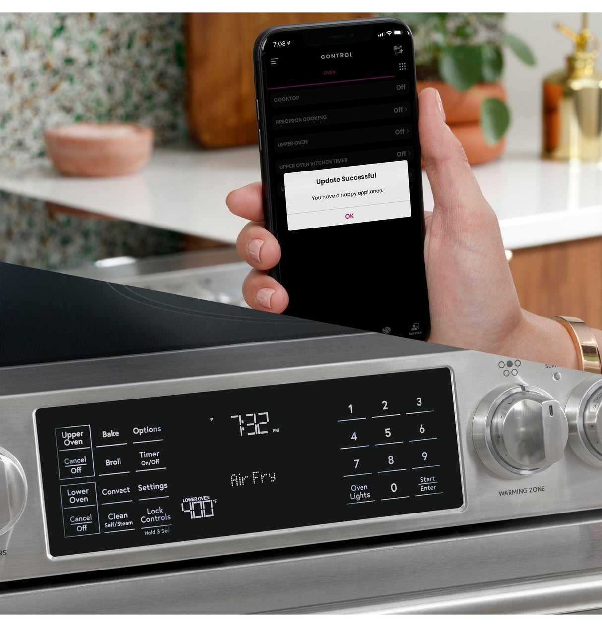 Café™ 30" Smart Slide-In, Front-Control, Gas Double-Oven Range with Convection