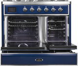 Majestic II 40 Inch Dual Fuel Liquid Propane Freestanding Range in Blue with Chrome Trim