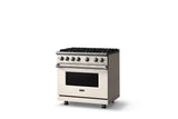36"W. Sealed Burner Gas Range (Burner: 6b, Finish: Pure White, Trim: Polished Chrome, Fuel: Natural Gas)