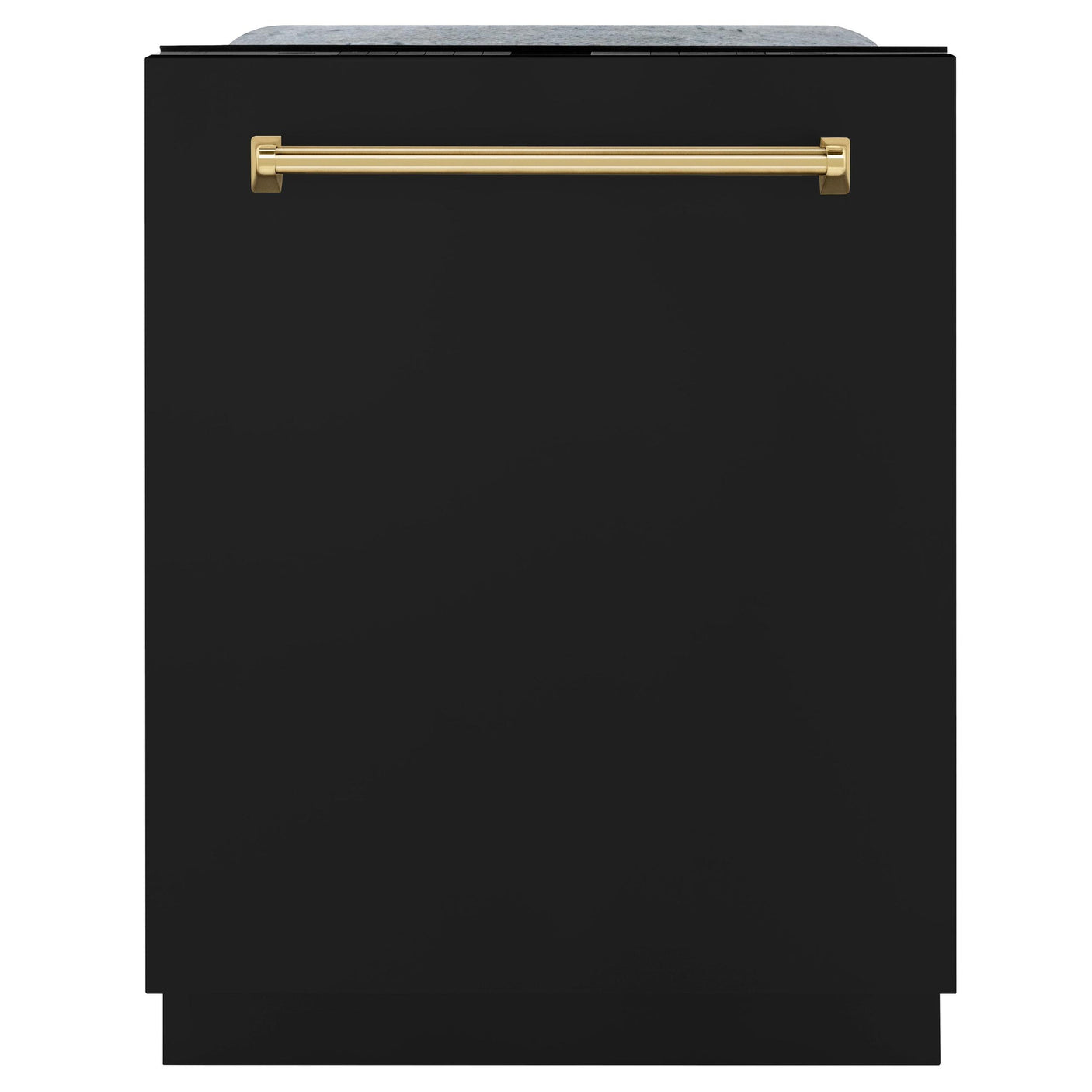ZLINE Autograph Edition 24" Monument Series 3rd Rack Top Touch Control Tall Tub Dishwasher in Black Matte with Polished Gold Handle, 45dBa (DWMTZ-BLM-24-G)