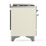 ILVE UM60FSQNR3AWCLP Majestic III 60 inch Dual Fuel Range with 7 Burners, Griddle and French Top, Dual Function Burner with up to 25,000 BTU (Liquid Propane, Solid Door, Antique White, Chrome)