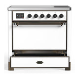 ILVE UMIB36QNR3WHB Majestic III 36 inch Induction Range with 6 Elements, 3.5 cu. ft. Total Oven Capacity (Solid Door, White, Burnished)