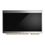 ILVE UMIB48QNR3BGG Majestic III 48 inch Induction Range with 6 Elements, 5.02 cu. ft. Total Oven Capacity (Solid Door, Blue Grey, Brass)