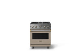 30"W. Open Burner Gas Range (Finish: Nantucket, Trim: Brushed Brass, Fuel: Natural Gas)