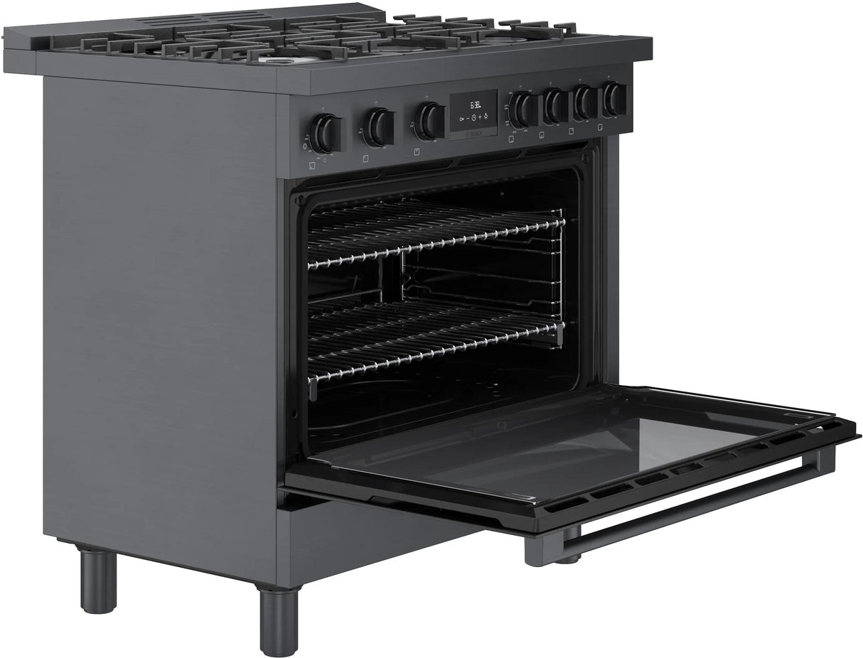 800 Series Dual Fuel Freestanding Range 36" Black Stainless Steel