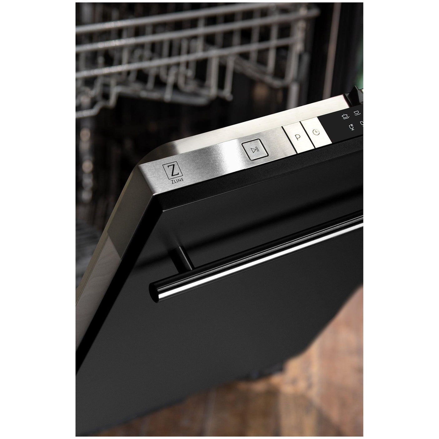 ZLINE 24 in. Top Control Dishwasher with Stainless Steel Tub and Modern Style Handle, 52dBa (DW-24) [Color: Black Matte]