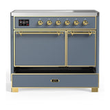 ILVE UMDIB40QNR3BGG Majestic III 40 inch Induction Range with 6 Elements, 3.82 cu. ft. Total Oven Capacity (Solid Door, Blue Grey, Brass)