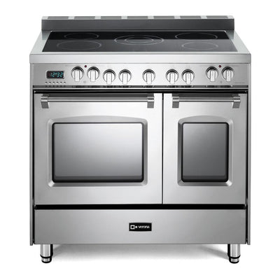 Verona VPFSEE365DSS 36 inch Prestige Series Freestanding Double Oven Electric Range with 5 Elements, 3.5 cu. ft. Total Oven Capacity, European Convection (Stainless Steel)
