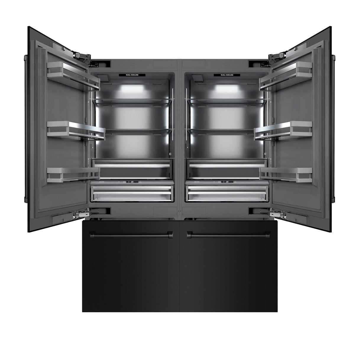 ZLINE 60 in. 32.2 cu. ft. French Door Built-In Bottom Freezer Refrigerator with Water Dispensers and Ice Makers in Black Stainless Steel with Graphite Gray Interior (GRBIV-BS-60)