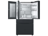 Bespoke 4-Door French Door Refrigerator (29 cu. ft.) - with Top Left and Family Hub™ Panel in Charcoal Glass - and Matte Black Steel Middle and Bottom Door Panels