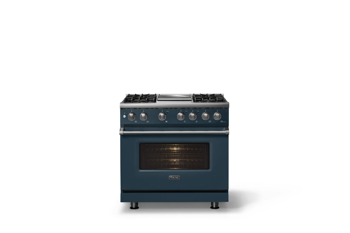 36"W. Dual Fuel Range (Burner: 4g, Finish: Squall, Trim: Polished Chrome, Fuel: Natural Gas)