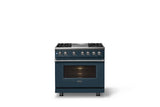 36"W. Dual Fuel Range (Burner: 4g, Finish: Squall, Trim: Polished Chrome, Fuel: Natural Gas)