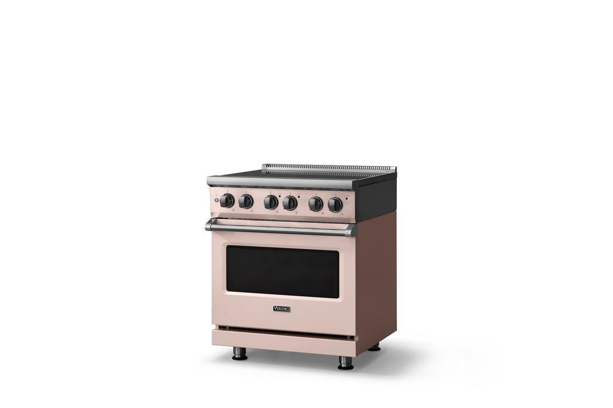 30"W. Electric Range (Finish: Blush, Trim: Polished Chrome)