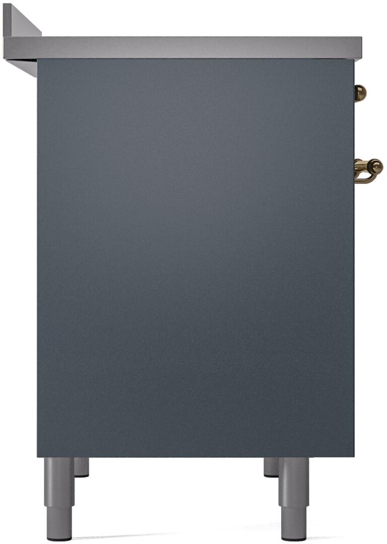 Nostalgie II 40 Inch Electric Freestanding Range in Blue Grey with Brass Trim