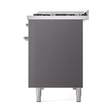 ILVE UN48FQNMPMGC Nostalgie II Noblesse 48 inch Dual Fuel Range (8 Sealed Burners + Griddle, Natural Gas, Solid Door, Graphite Matte, Chrome)