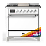 ILVE UM36FQNR3RAC Majestic III 36 inch Dual Fuel Range with 6 Black Brass Burners and Griddle, Dual Function Burner up to 25,000 BTU (Solid Door, RAL, Chrome, Natural Gas)
