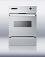 Stainless steel 220V electric wall oven with oven window, digital clock/timer and pro handles; for cutouts 22 3/8" wide by 34 1/8" high