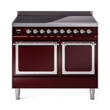 ILVE UNDI406QNMPBUC Nostalgie II Noblesse 40 inch Induction Range (Solid Door, Burgundy, Chrome)