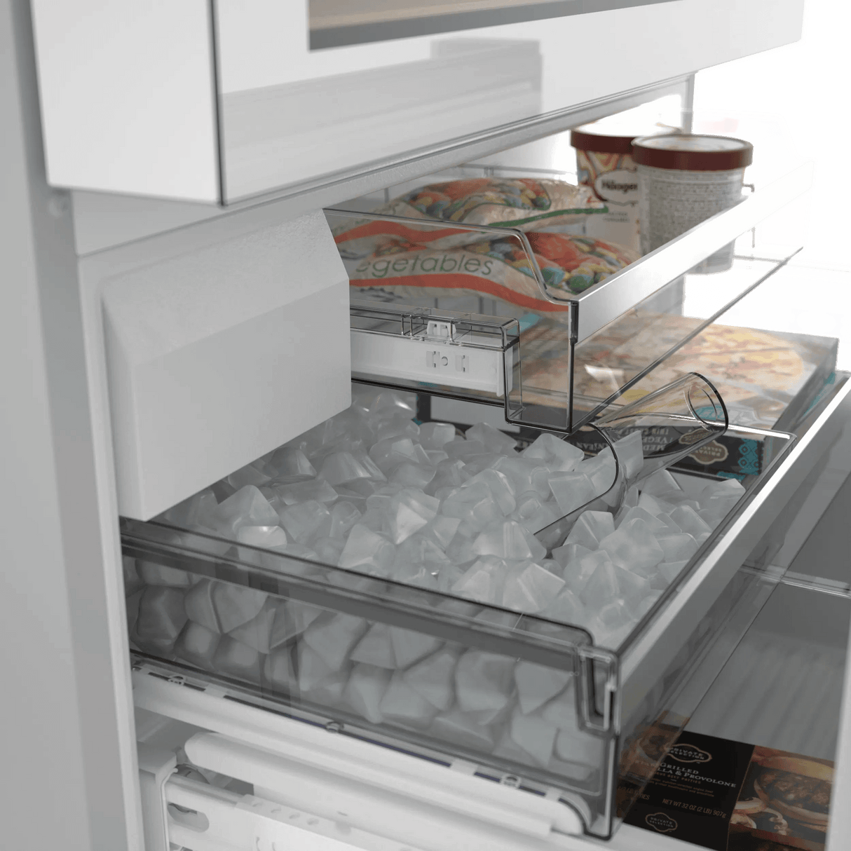 800 Series French Door Bottom Mount Refrigerator, Glass door 36" White, Total No Frost