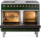 Nostalgie II 40 Inch Dual Fuel Liquid Propane Freestanding Range in Emerald Green with Bronze Trim