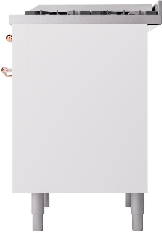 Nostalgie II 36 Inch Dual Fuel Liquid Propane Freestanding Range in White with Copper Trim