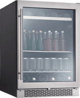 Presrv Beverage Cooler, 24in Under Cabinet, SS+Glass, Reverse Door, 1 Zone