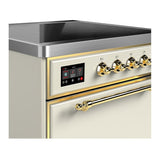 ILVE UMIB30QNR3AWG Majestic III 30 inch Induction Range with 4 Elements, 4 cu. ft. Oven Capacity (Solid Door, Antique White, Brass)
