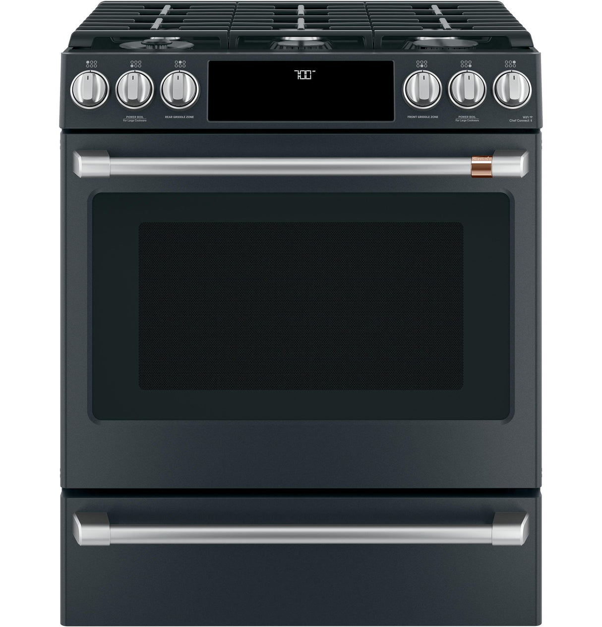Café™ 30" Smart Slide-In, Front-Control, Gas Range with Convection Oven