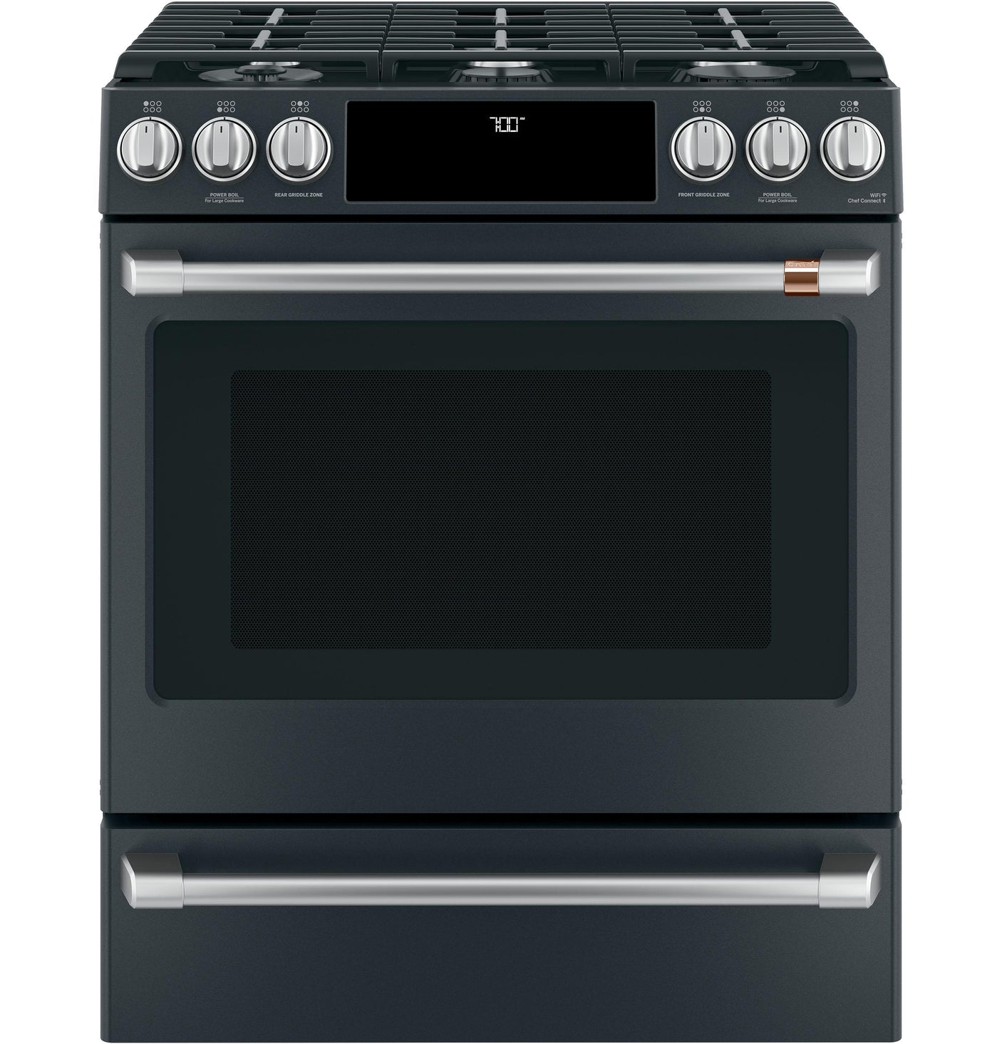 Café™ 30" Smart Slide-In, Front-Control, Gas Range with Convection Oven
